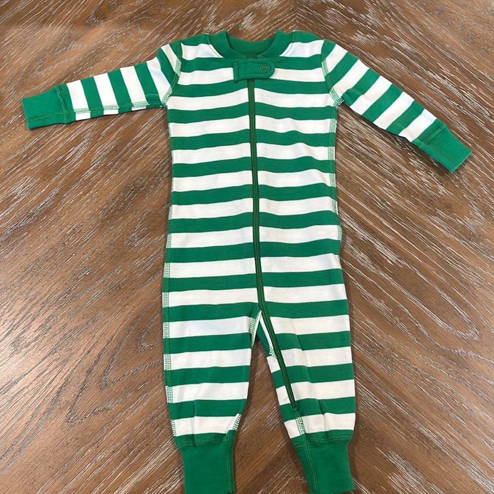 🍀 HANNA ANDERSSON 3-6 Month Green Striped Onesie